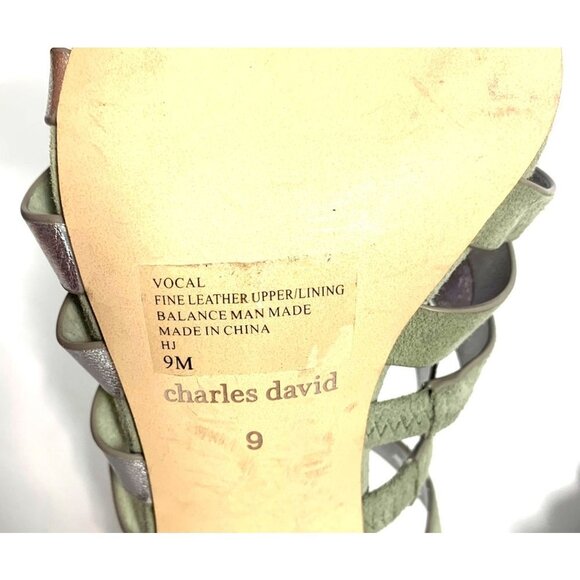 Charles David Sage Silver Suede Vocal Slip On Strappy High-Heel Sandals 9M - Picture 10 of 13